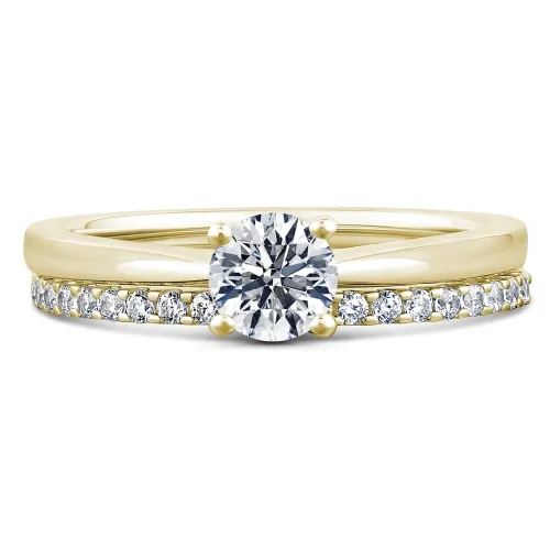 Yellow Gold Diamond Solitaire Bridal Set - Yellow Pansy